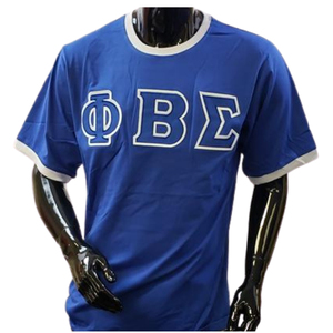 Phi Beta Sigma <b>Men's</b> Premium <b>Ringer</b> <b>T</b>-<b>Shirt</b> Custom Made with Embroidered Greek Letters and Fraternity Style Pattern Design - Product Image 6