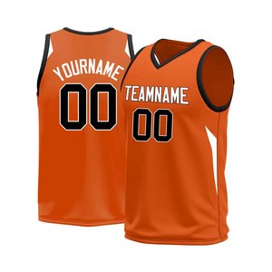 Custom Orange Basketball Jersey V-Neck Sleeveless Sublimated Print Team Name Number Personalized Unisex Adult Sport Wear - Product Image 1