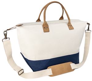 Bolsa de Viaje de Fin de Semana de Lona Premium de Lujo, 20x14x10, Cierre de Cremallera, Cuero Ecológico, Herrajes de Latón, Compartimento para Portátil - Product Image 5