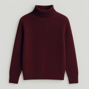 High-End Premium Ribbed Knit <b>Turtleneck</b> <b>Sweater</b> Winter Pullover Ultra Soft Warm Fabric Customizable Colors Sizes - Product Image 1