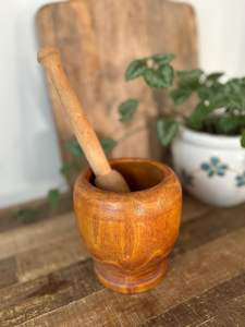 Mortero y Maja de Madera Natural |   Trabajo Artesanal Suave |   Proveedor Mayorista - Product Image 2