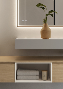 Mueble de Baño Moderno de Lujo Europeo JY, Color Crema, Todo en Uno, Montado en la Pared, Duradero, con Espejo Inteligente, Lavabo de Cerámica y Encimera - Product Image 6