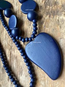 2025 nouveauté haute qualité femmes gros bleu bois coeur déclaration collier Boho Lagen Look mode bijoux poli - Product Image 2