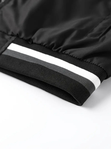 Chaqueta universitaria Letterman de lana de secado rápido para hombre personalizada de lona negra a prueba de agua de Boomletcorp - Product Image 6