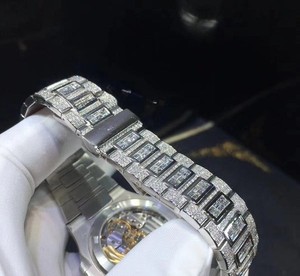 Reloj de Pulsera de Lujo con Movimiento Automático, Estilo Popular, Esmeralda y Diamantes Moissanite Redondos VVS, Estilo Hip Hop, de la India - Product Image 2