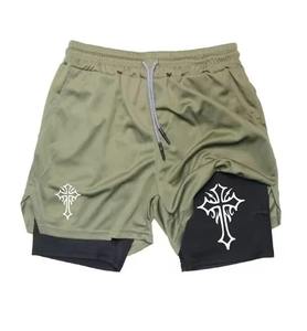 กางเกงขาสั้นวิ่งออกกำลังกายแบบ2 in 1สำหรับผู้ชายกางเกงขาสั้นสำหรับเล่นกีฬาออกกำลังกายในยิมพร้อมกระเป๋าใส่โทรศัพท์ - Product Image 6