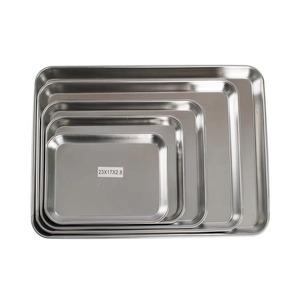 ถาดสี่เหลี่ยมสแตนเลสสำหรับเสิร์ฟอาหาร ทนทาน ใช้ซ้ำได้ ใช้งานด้วยมือ เหมาะสำหรับโรงพยาบาล ใช้ในงานผ่าตัด อเนกประสงค์ ทนความร้อนสูง ได้รับมาตรฐาน CE - Product Image 4