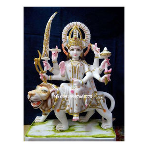 Escultura de Durga Mata en mármol blanco puro hecho a mano en India con calidad y mano de obra de primera clase para decoración de templos. - Product Image 1
