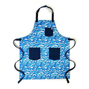 Delantal de Cocina Blue Waves, Delantal de Cintura Personalizado de Mezclilla y Lona para Baristas, para Cafeterías, Navidad y Fiestas - Product Image 2