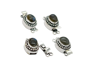 Labradorite Gemstone 1Strand, 2Strand & 3Strand Box Fermoir Antique Starling Argent Plaqué 22X12X10MM Bijouterie Fermoir B782 - Product Image 2