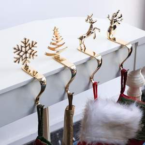 Wrought iron <b>stocking</b> <b>holder</b> for fireplace mantel holiday decoration with vintage rustic design for traditional Christmas themes - Product Image 3