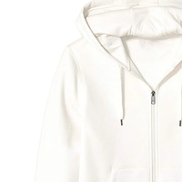 Sudadera con Capucha para Hombre, de Poliéster/Algodón, Ecológica, para Invierno, con Estampado Digital, 400gsm, Cierre Frontal Completo, Logotipo, Color Blanco, Estilo Urbano