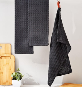 Juego de paños de cocina de algodón, negro, gris, a rayas, monocromático, disponible a precios de mayoreo. - Product Image 3