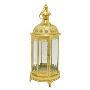Nouvelle Arrivée Lanterne en Métal Doré avec Verre Émaillé Lanterne Marocaine Suspendue pour la Décoration d'Éclairage à Domicile Ramadan - Product Image 6