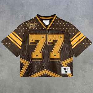 Logo personnalisé couleur t-shirts Streetwear rétro maillot de football imprimé séchage rapide t-shirts surdimensionnés Boxy recadrée maille maillot de baseball - Product Image 4