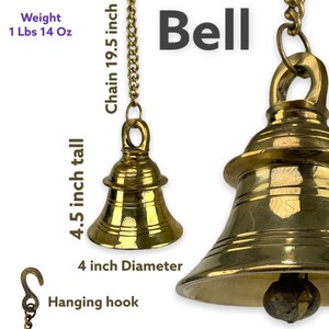 Campana Tradicional Vintage de Latón Chapada en Oro de Primera Calidad con Cadena para Decoración del Hogar a Precios Competitivos - Product Image 2