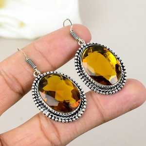 Elegantes pendientes de gota de Plata de Ley 925 hechos a mano, piedras preciosas de citrino amarillo brillante, joyería elegante para mujeres y niñas, regalos para fiestas - Product Image 1