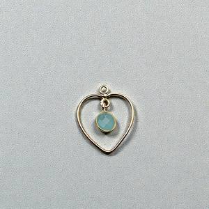 Aqua Chalcedony 6mm <b>Heart</b> Charm 925 Silver - Dainty <b>Blue</b> Bezel Set Gemstone Pendant - DIY <b>Necklace</b> Finding - Product Image 1