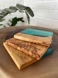 Wood and <b>Green</b> Resin <b>Coaster</b> Sets in Handmade Design with Walnut Square Perfect for Home Hotel Tea Drinks Table Decor Set Of 4 - Product Image 6
