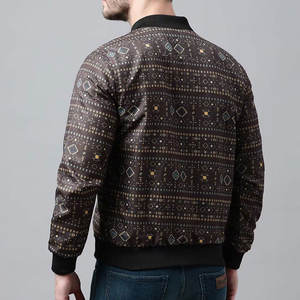 Blouson aviateur élégant pour hommes avec col montant Écusson de broderie décontracté Couleur unie en différentes tailles - Product Image 4