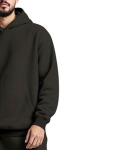Ensemble survêtement molletonné vert olive foncé pour homme, sweat-shirt à capuche décontracté d'hiver, pantalon de survêtement, streetwear pour homme - Product Image 2
