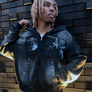 Sweat à capuche Streetwear pour hommes grande taille Sweats à capuche pour hommes Acid Wash Sweat à capuche surdimensionné pour hommes - Product Image 5