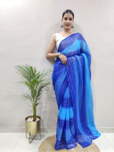 Zari Georgette Tela única con Sari impreso digital y costura completa Listo para usar con Sari - Product Image 4