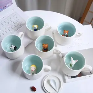 Y-3D Porcellana Tazza Mug Tazza Del Fumetto Animale Figurine All'interno Tazza di Tè per il Regalo Di Compleanno Di Natale