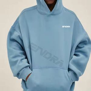 Sudadera con capucha recortada con hombros caídos de algodón para hombre, ropa de calle, sudaderas con capucha para hombre, ropa de gran tamaño 2025 - Product Image 2