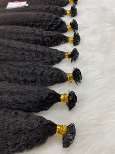 Precio de fábrica Color negro Natural Punta plana Extensiones de cabello humano Rizado Recto Punta plana Extensión de cabello Cabello humano - Product Image 3