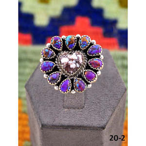 Southwest Handmade Purple Dahlia Bezel-Set <b>Adjustable</b> <b>Ring</b> with Wild Horse Magnesite & Sterling Silver for Gift - Product Image 4