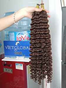 100% Cabello camboyano vietnamita crudo Color marrón Cabello rizado profundo Cutícula alineada Variedad de cabello Longitud y color - Product Image 5