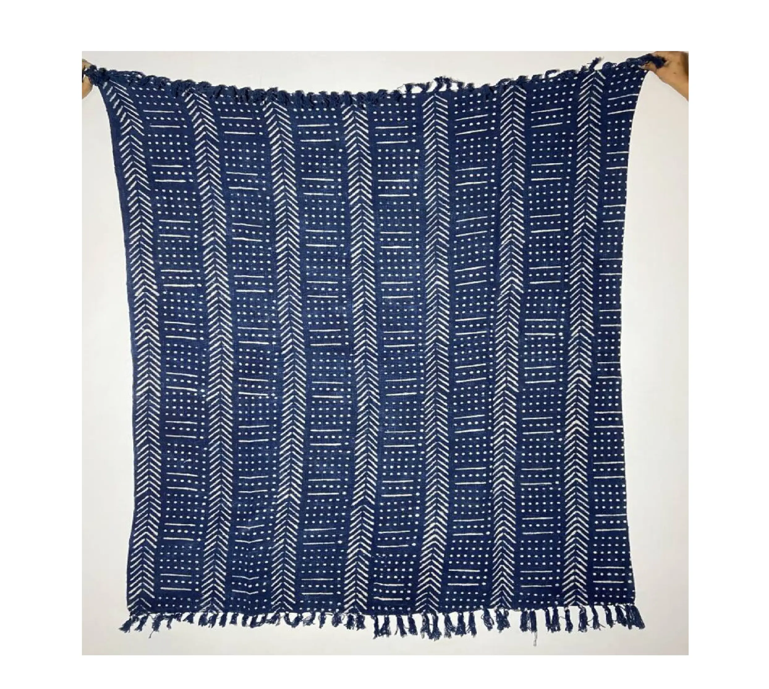 Luxury Bohemian Hippie Outdoor Decorative 100% Cotton Hand Block Printed High Quality Sofa Couch African Mud Cloth Throw Blanket