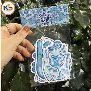 Packs d'autocollants personnalisés en vinyle écologique imperméable OEM avec carte de tête |   Emballage en polyéthylène prêt à l'emploi pour les cadeaux de marque - Product Image 6