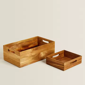 ถาดไม้สี่เหลี่ยมผืนผ้าอเนกประสงค์ ดีไซน์สไตล์ฝรั่งเศส สำหรับจัดเก็บ โชว์ วางแจกัน บนโต๊ะ โดย Crescent Crafts - Product Image 2