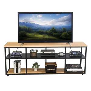 Mueble para TV Estilo Industrial/Modern Farmhouse de 140 cm con Estructura de Hierro y Madera de Caucho, Mueble para el Hogar KTV68078 - Product Image 1