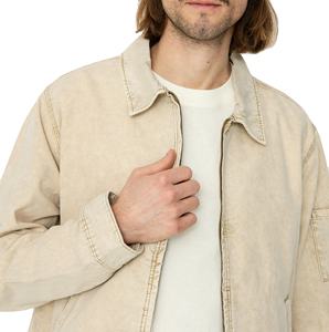 Chaqueta DE TRABAJO Vintage con forro de satén para hombre con logotipo personalizado de alta calidad, ropa de calle, chaqueta de trabajo con cuello vuelto y cremallera de trabajo de lona - Product Image 3