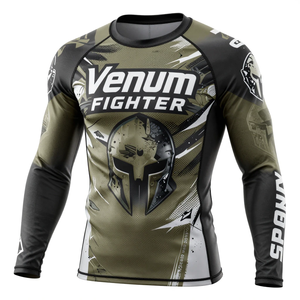 เสื้อรัดกล้ามเนื้อแขนยาว Venum Fighter Rash Guard ลายพิมพ์แบบ Sublimation แห้งเร็ว สำหรับเล่นกีฬา - Product Image 1