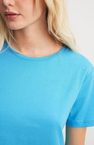 เสื้อยืดคอกลมผู้หญิงผ้าฝ้ายแบบพอดีตัวใส่สบายใส่100% เสื้อยืดโลโก้ได้ตามต้องการ - Product Image 4