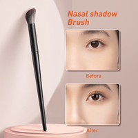Pinceaux de maquillage haut de gamme noirs pour correcteur et fard à paupières, marque privée, pinceau de blending coudé/en forme de flamme pour fard à paupières, maquillage beauté du nez
