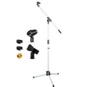 5 Core Mic Stand Floor Height Adjustable <b>Tripod</b> Microphone Stands w Extending Telescoping Boom Arm - Product Image 1
