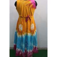 Vestido Maxi de Algodón Tie-Dye para Mujer, Elegante, Estilo Boho Hippie, para Playa, Verano, Cintura Elástica, Transpirable, Largo hasta la Rodilla, Informal