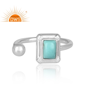 Handmade Design Fine Sterling Silver Natural Arizona Turquoise Gemstone <b>Adjustable</b> <b>Ring</b> Jewelry Manufacturer - Product Image 2