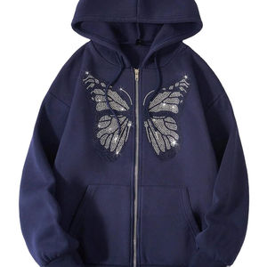 Sudadera con Capucha de Algodón Premium con Pedrería para Hombre, Ropa Urbana Básica, Sudadera Reflectante Personalizada, Top de Moda con Ajuste Ajustable - Product Image 1