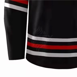 เสื้อเจอร์ซีย์ฮ็อกกี้น้ำแข็ง100% โพลีเอสเตอร์สำหรับผู้ชายปรับแต่งสีได้และขนาดเสื้อผ้ากีฬาแห้งเร็วระบายอากาศได้ดี - Product Image 5