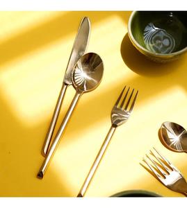 Unique Design Cutlery <b>Set</b> With Slim Round Handles Stainless Steel Gold Color <b>Flatware</b> <b>Set</b> for Home Dinner Table Decor - Product Image 3
