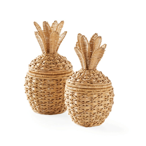Lot de 2 paniers de rangement tissés en rotin de haute qualité, de couleur naturelle, panier cadeau du Vietnam - Product Image 1