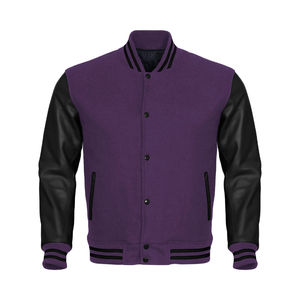 Veste universitaire pour homme facile à porter, en toile, col montant, logo frontal personnalisable, prix de gros - Product Image 1