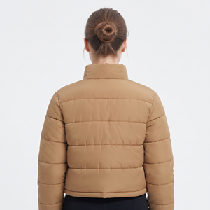 2026 OEM Custom Logo <b>Cropped</b> Bubble Puffer <b>Jackets</b> Women's Winter Puffer Coat Casual Quilted Outerwear For Women - Product Image 4