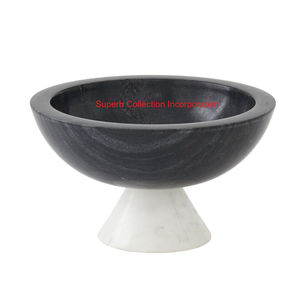 Bol à fruits moderne en marbre noir pour piédestal Bol de service décoratif moderne en pierre naturelle pour la décoration de la maison et de la table à manger - Product Image 6